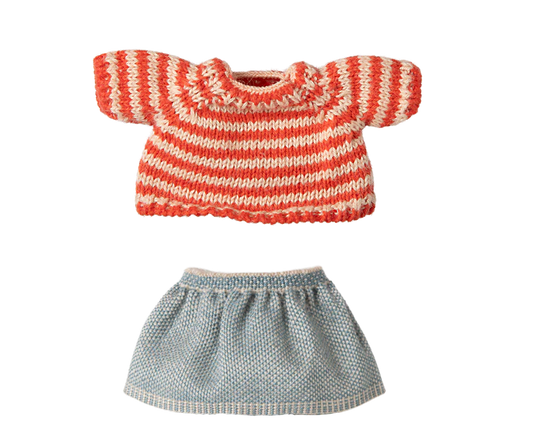 Maileg Knitted sweater and skirt, Big sister mouse