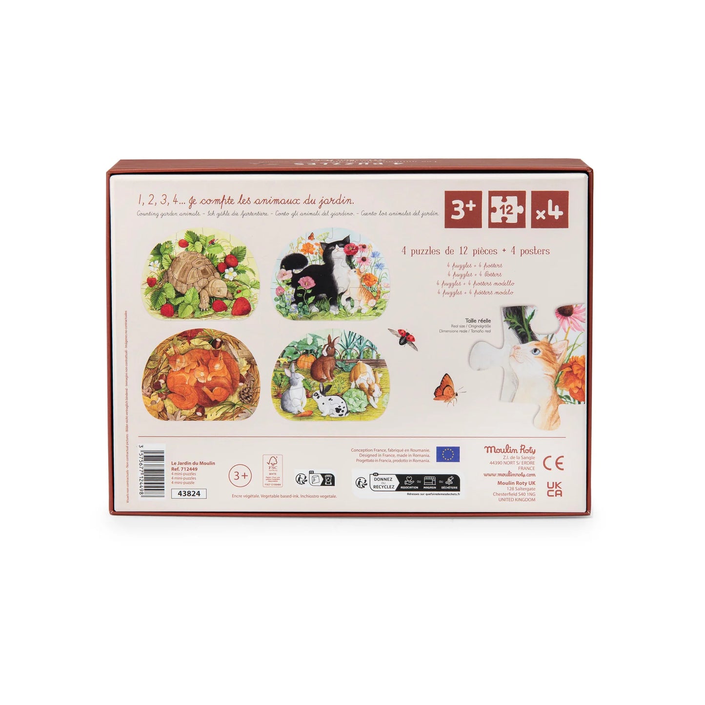 4 Mini Animal Puzzles (4 x 12pcs)