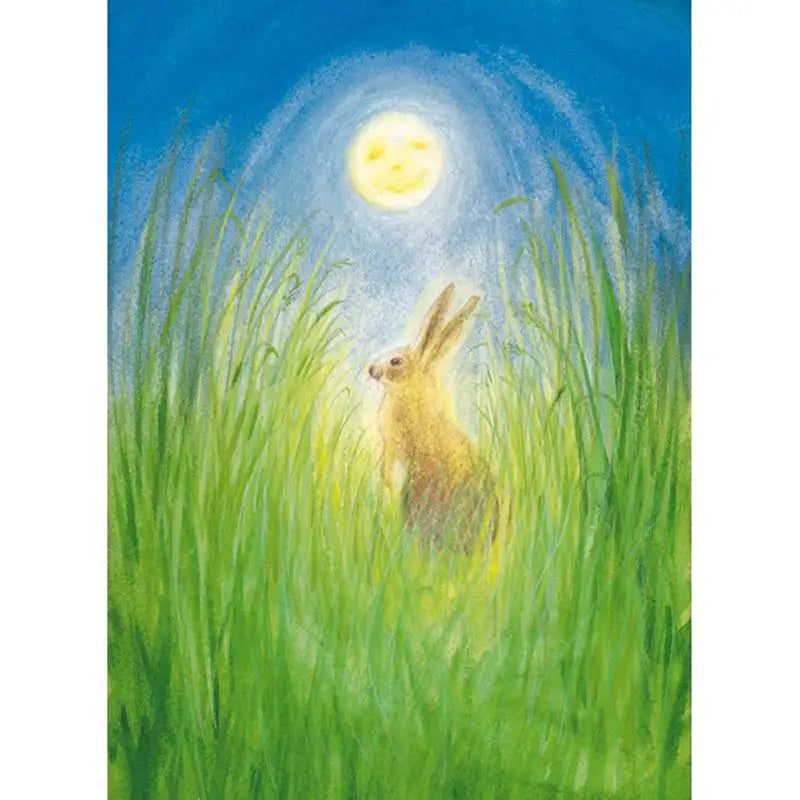 Hare and Moon Postcard by Marjan van Zeyl
