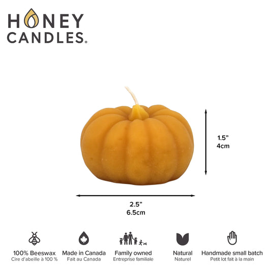 Small Natural Beeswax Pumpkin Candle