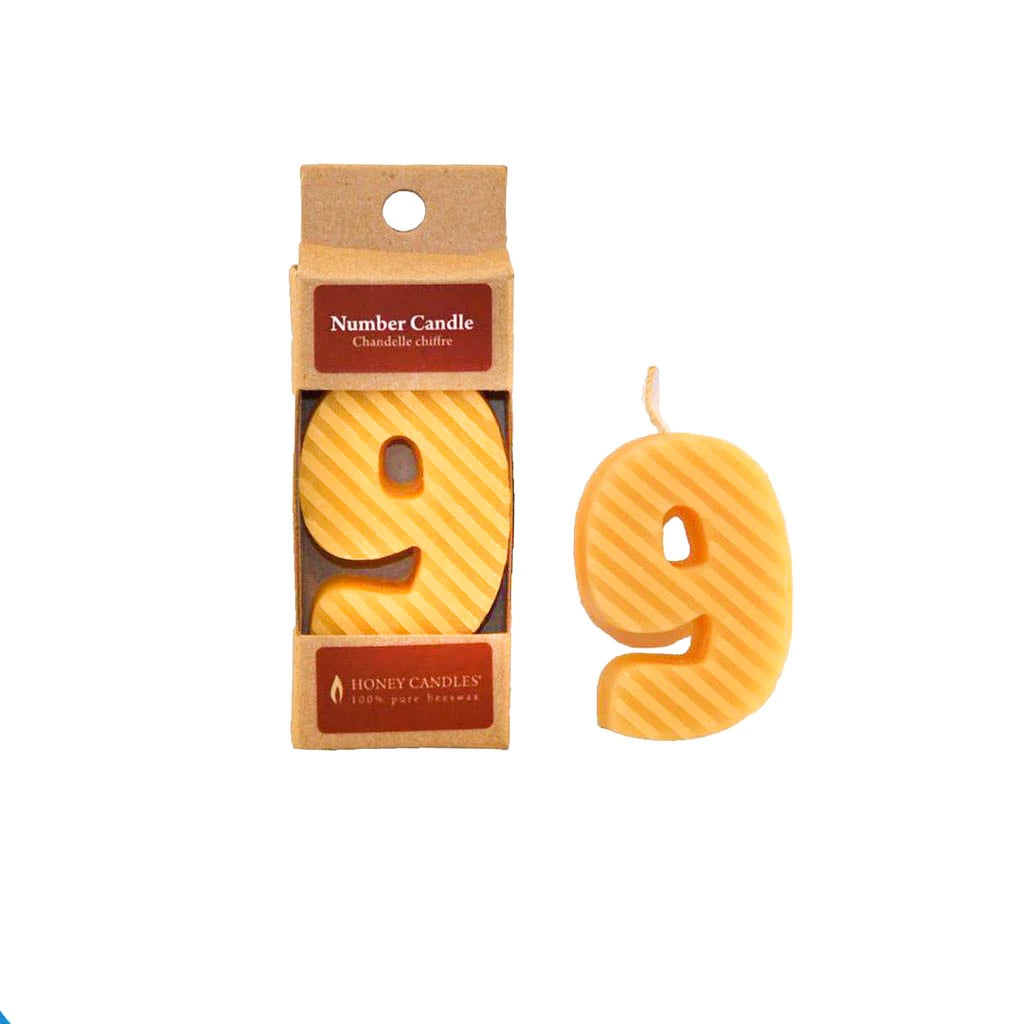 Honey Candles Number 9 Natural Beeswax Party Candle