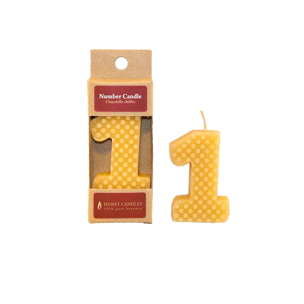 Honey Candles Number 1 Natural Beeswax Party Candle
