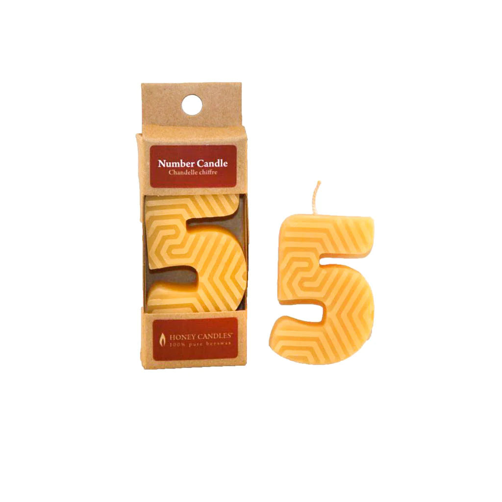 Honey Candles Number 5 Natural Beeswax Party Candle