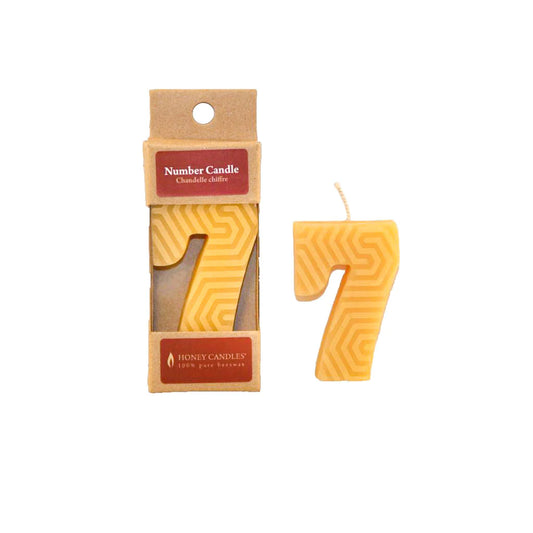 Honey Candles Number 7 Natural Beeswax Party Candle