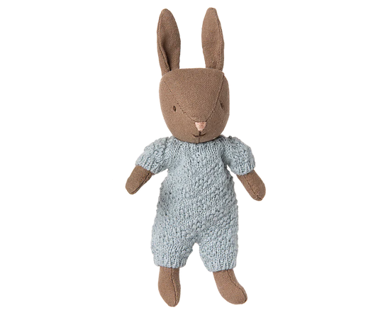 *PRESALE* Maileg Rabbit, Micro - Brown - Blue knitted suit