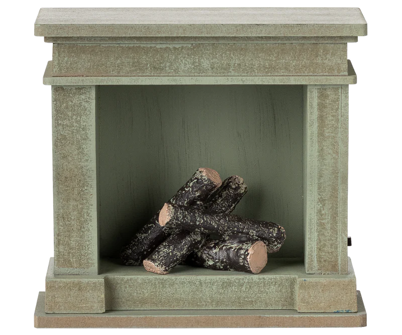 *SPECIAL ORDER* Maileg Fireplace, Miniature - Dusty green (Teddy/Rabbit Size)