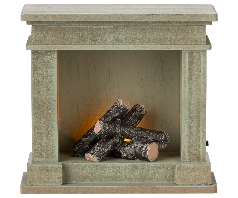 *SPECIAL ORDER* Maileg Fireplace, Miniature - Dusty green (Teddy/Rabbit Size)