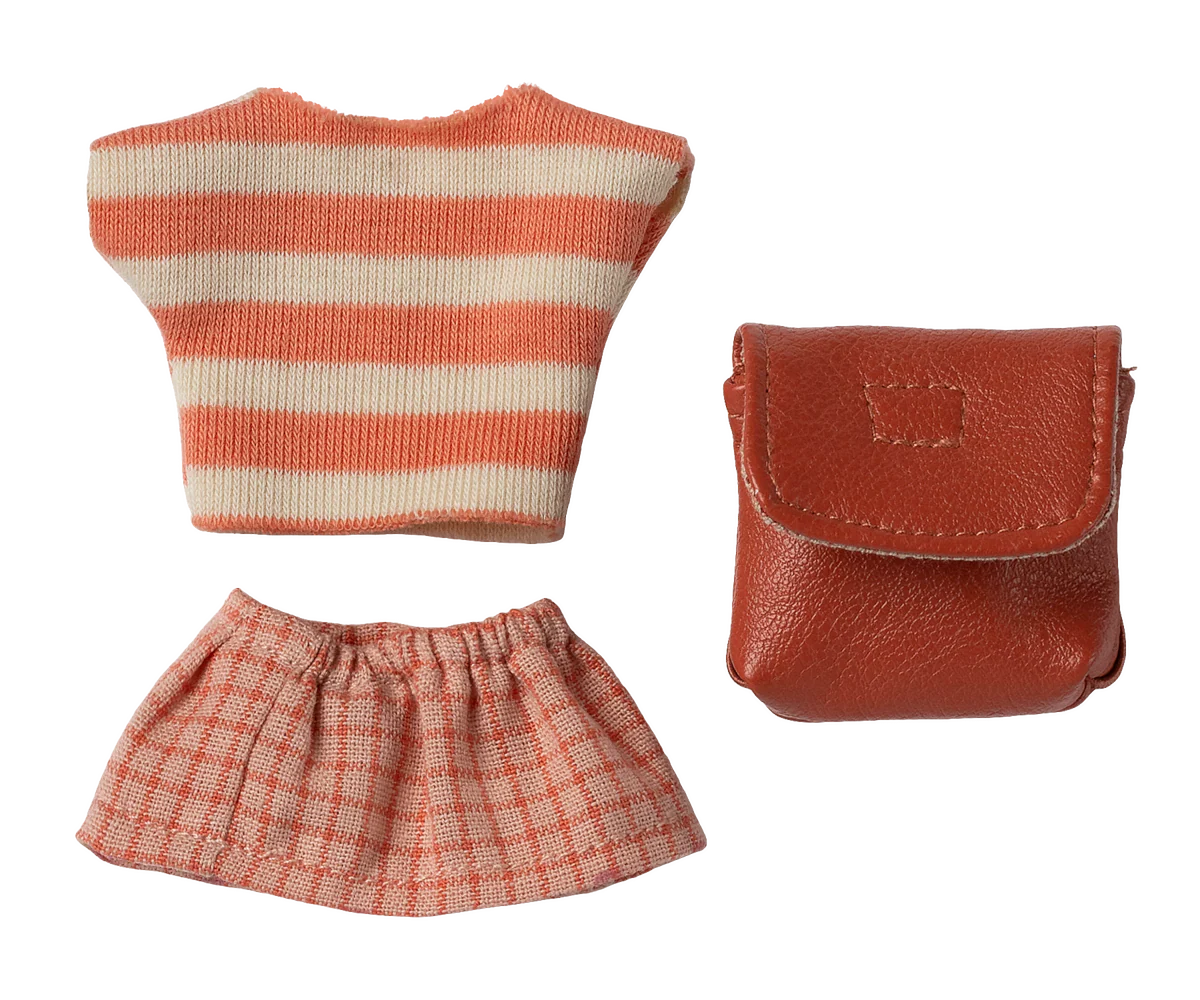 Maileg Clothes and bag, Big sister mouse - Coral