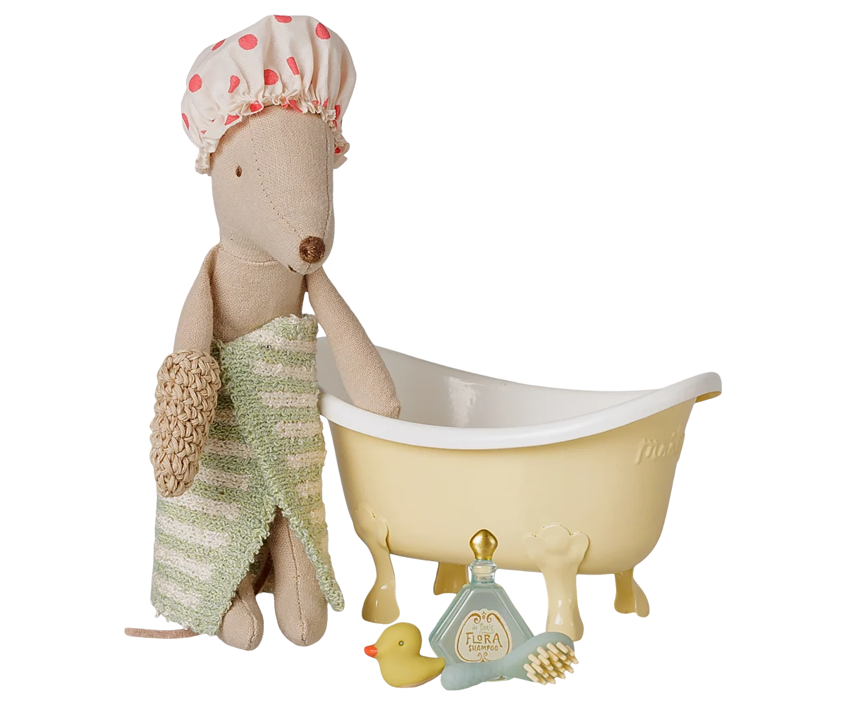 *PRE-SALE* (NOVEMBER) Maileg Bathtub set, Mouse - Yellow