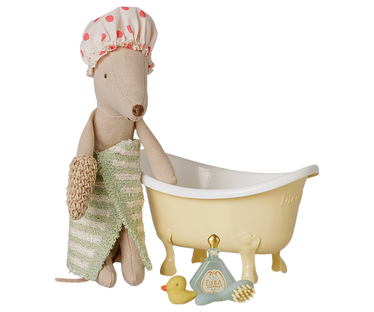 Maileg Bathtub set, Mouse - Yellow