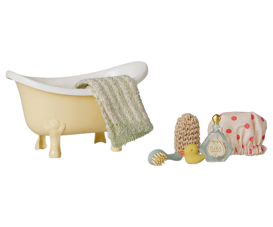 Maileg Bathtub set, Mouse - Yellow