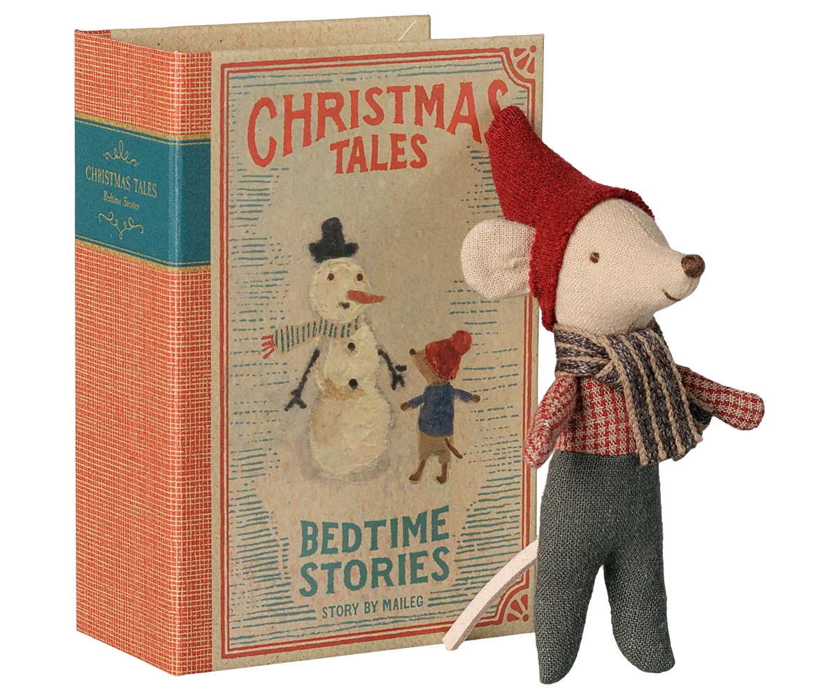 Maileg Christmas mouse, Baby in book