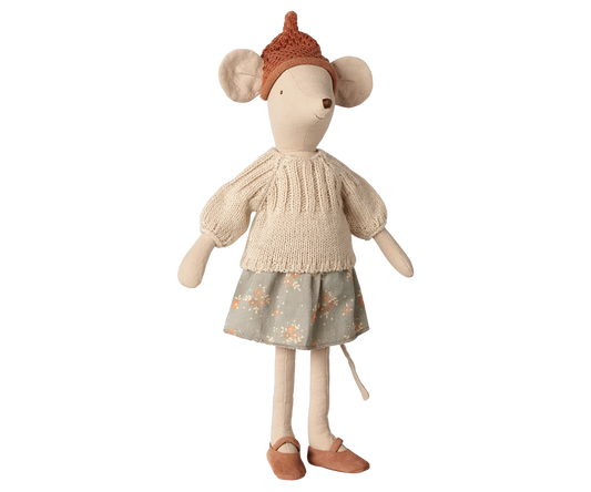 Maileg Mouse, Medium - Skirt and sweater (Medium Size 13.39")