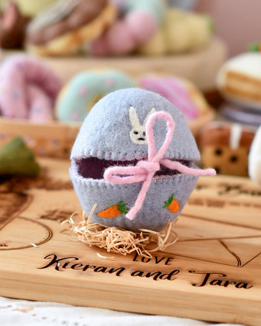Tara Treasures Felt Egg Cover - Purple With Bunny Motif