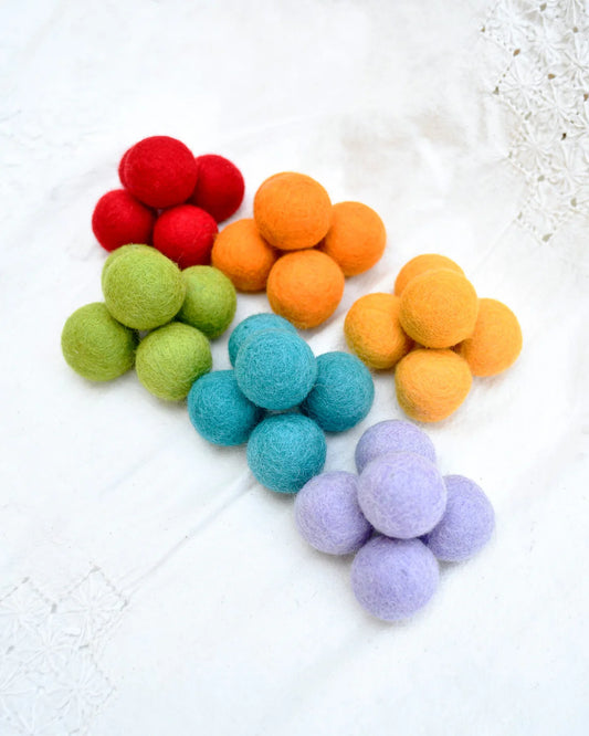 Tara Treasures Wool Felt Balls in a Pouch - Colourful Set 3cm 30 balls