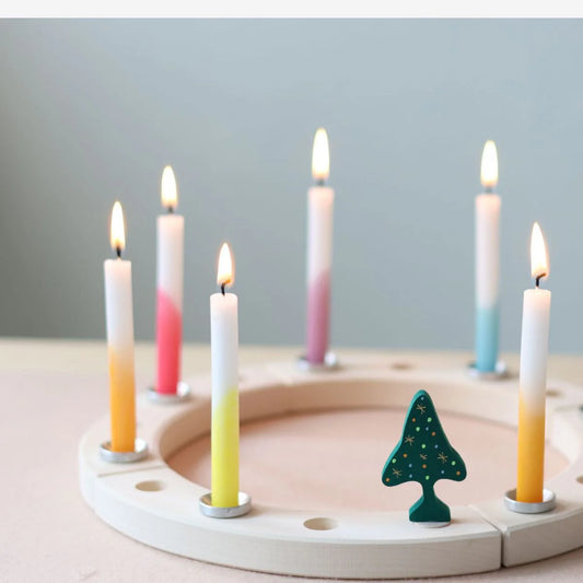 Grimm's Celebration Candles, Dip-Dye Rainbow 12pcs