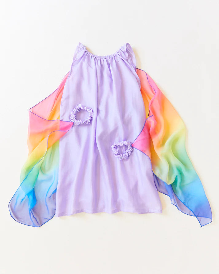 Sarah's Silks Fairy Dress - Lavender & Rainbow