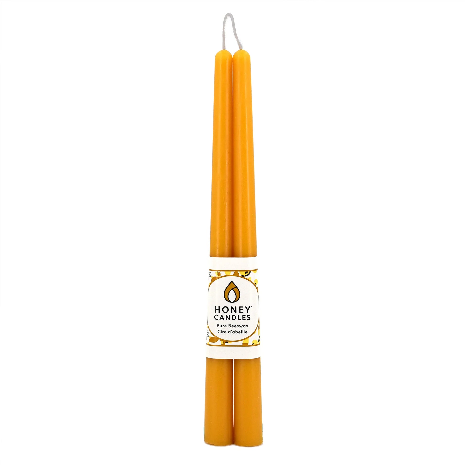 Pair of 12 Inch Natural Beeswax Taper Candles