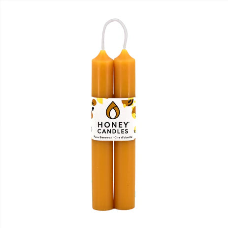 Pair of 6 Inch Natural Beeswax Tube Candles