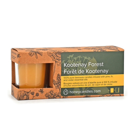 3 Pack of Kootenay Forest Beeswax Votive Candles