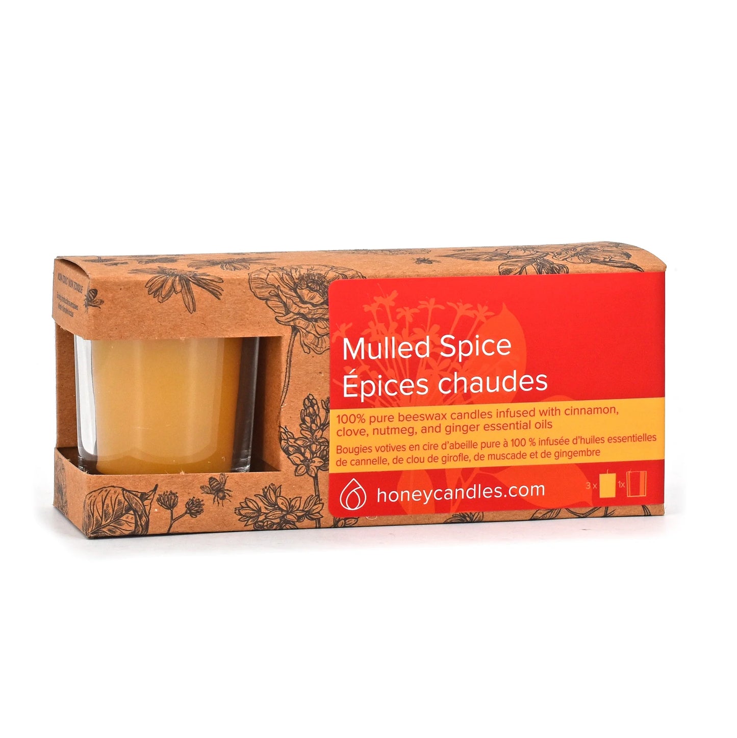 3 Pack of Mulled Spice Beeswax Votive Candles