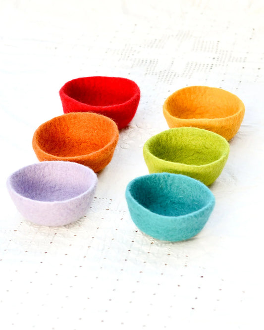 Tara Treasures Felt Small Colourful Bowls - Set of 6