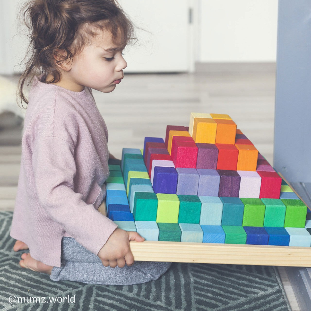 Grimm's Learning - Stepped Pyramid, 4 cm thick 4 x 4 cm Building Sets (large set)
