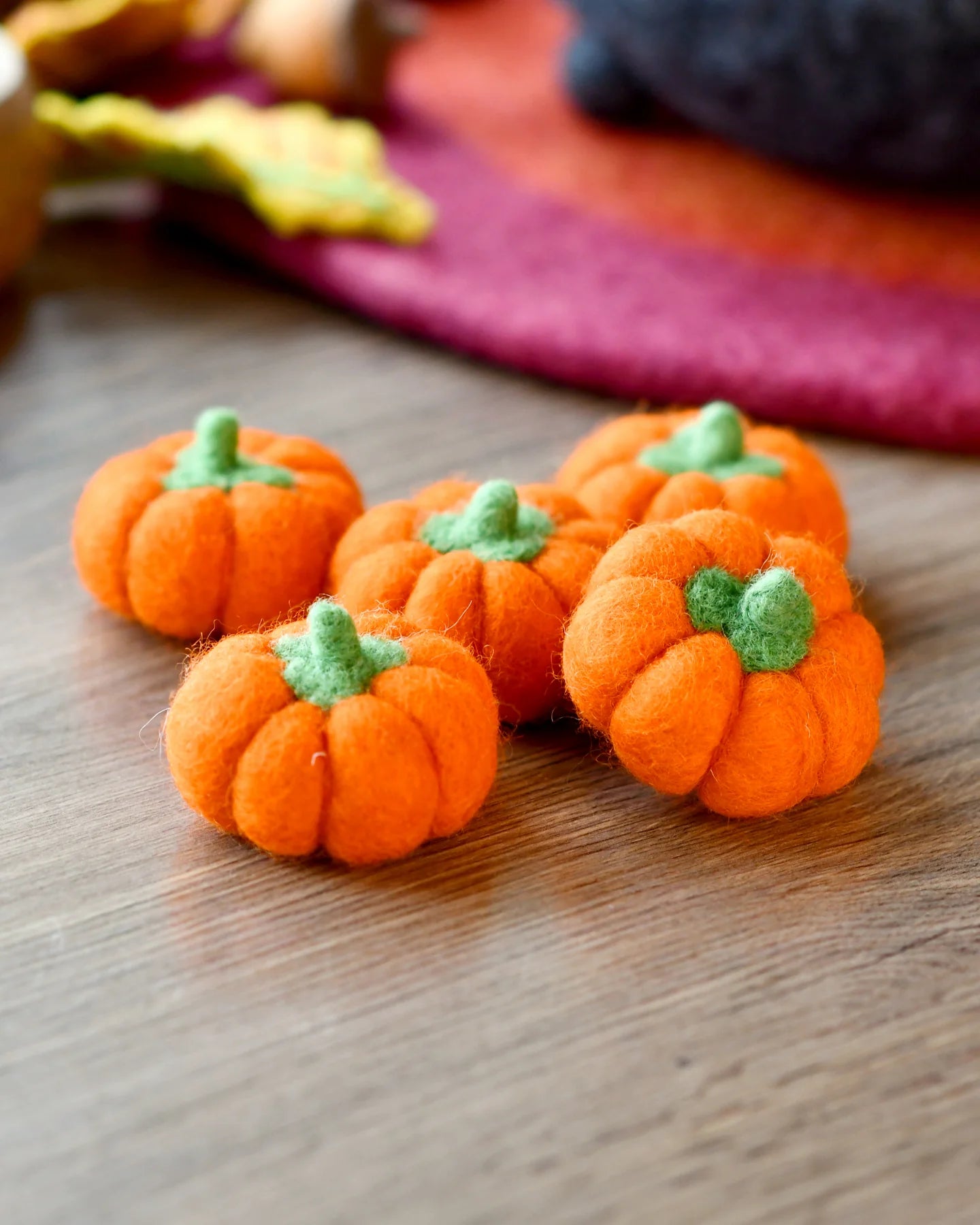 Felt Pumpkins (Bright Orange Coloured) - 5 Pumpkins