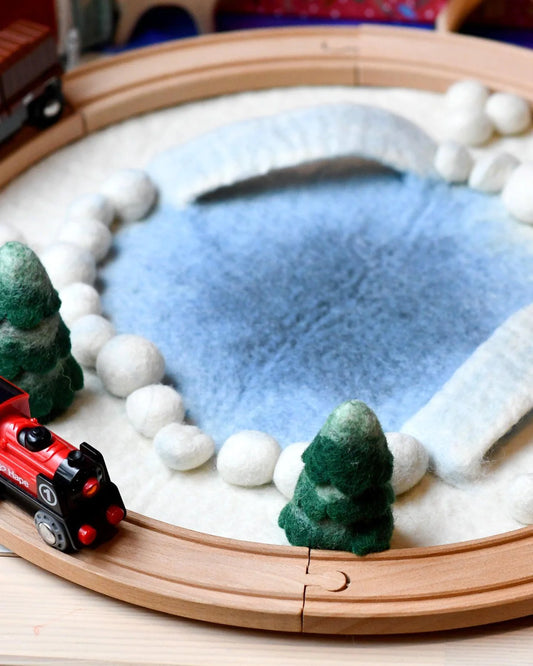 Felt Round Snow Ice Rink Play Mat Playscape