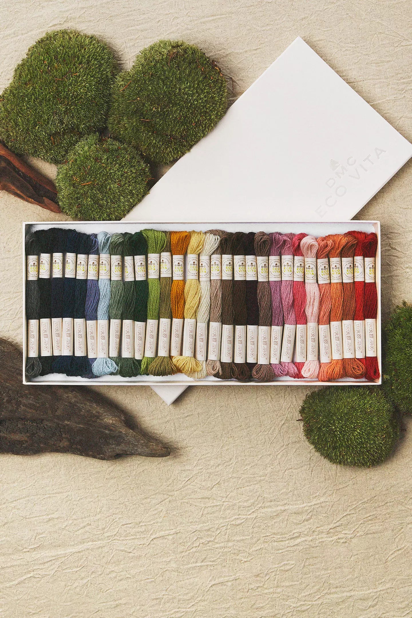 Eco Vita Collectors Box of Naturally Dyed Organic Wool Embroidery Thread | 30 Skeins
