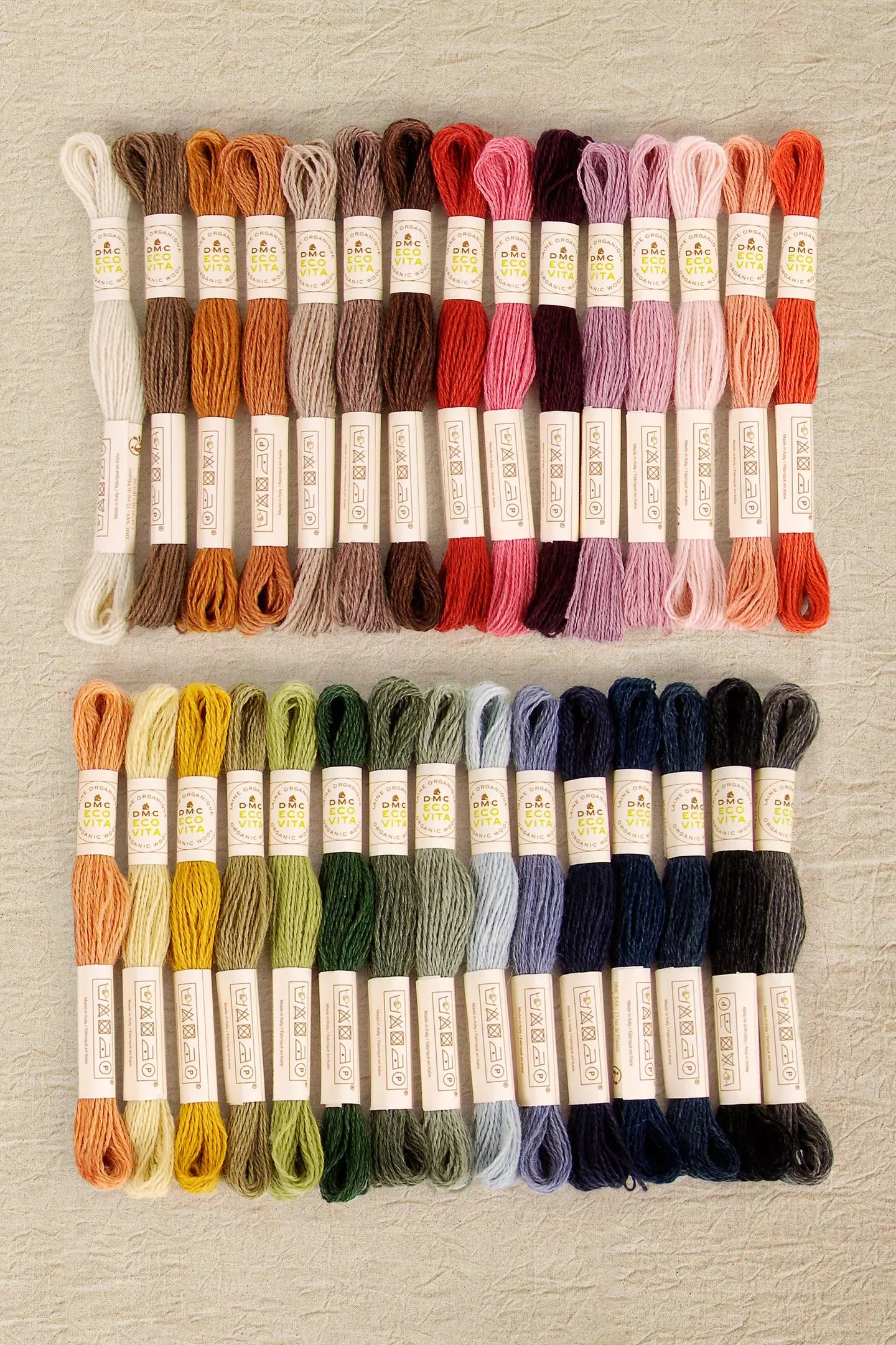 Eco Vita Collectors Box of Naturally Dyed Organic Wool Embroidery Thread | 30 Skeins