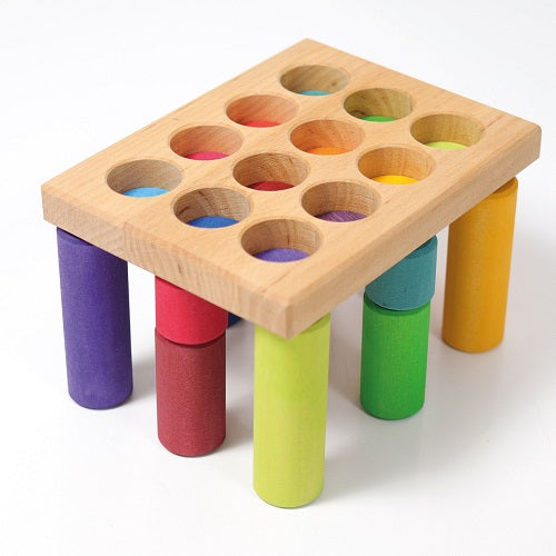 Grimm's Sorting Board With Rollers, Rainbow 12 pcs