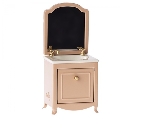 Maileg Sink dresser w. mirror, Mouse - Dark powder