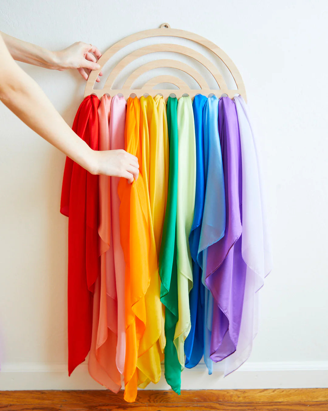 Sarah's Silks Large Rainbow Playsilk Display