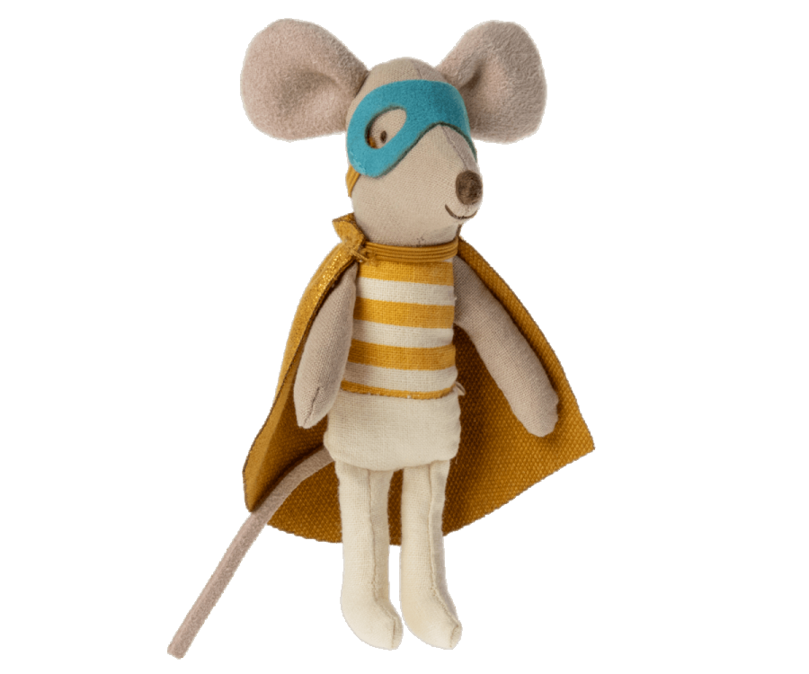 Maileg Super hero mouse, Little brother in matchbox