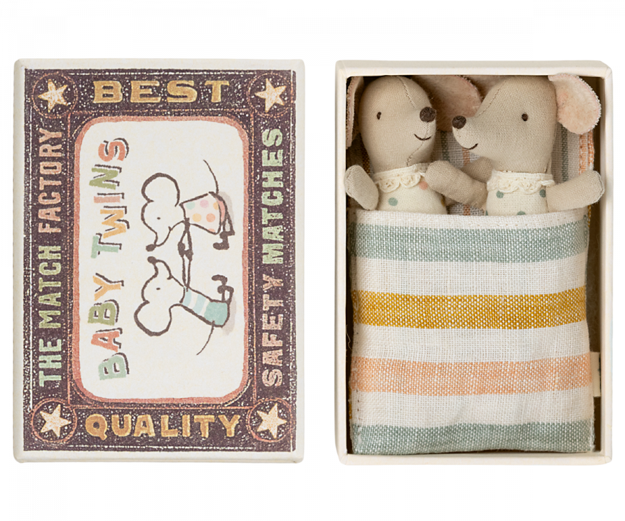 Maileg Baby Twins Mice in Matchbox Mouse