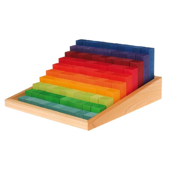 Grimm's Learning - Stepped Counting Blocks, 2cm thick 2 x 2 cm Building Sets