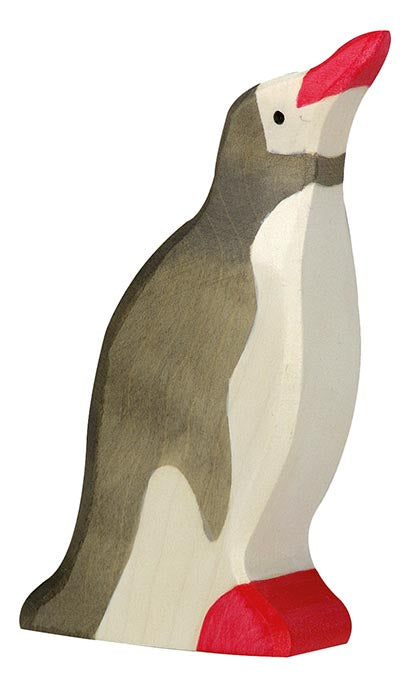 Holztiger Pinguin, head raised
