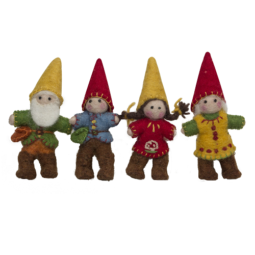 Dolls - Gnome Family 4pcs FELTED WOOL