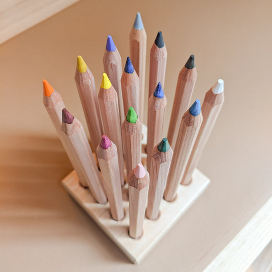 Wooden Pencil Holder for 16 Yorik Hex Pencil Crayons or Color Giants