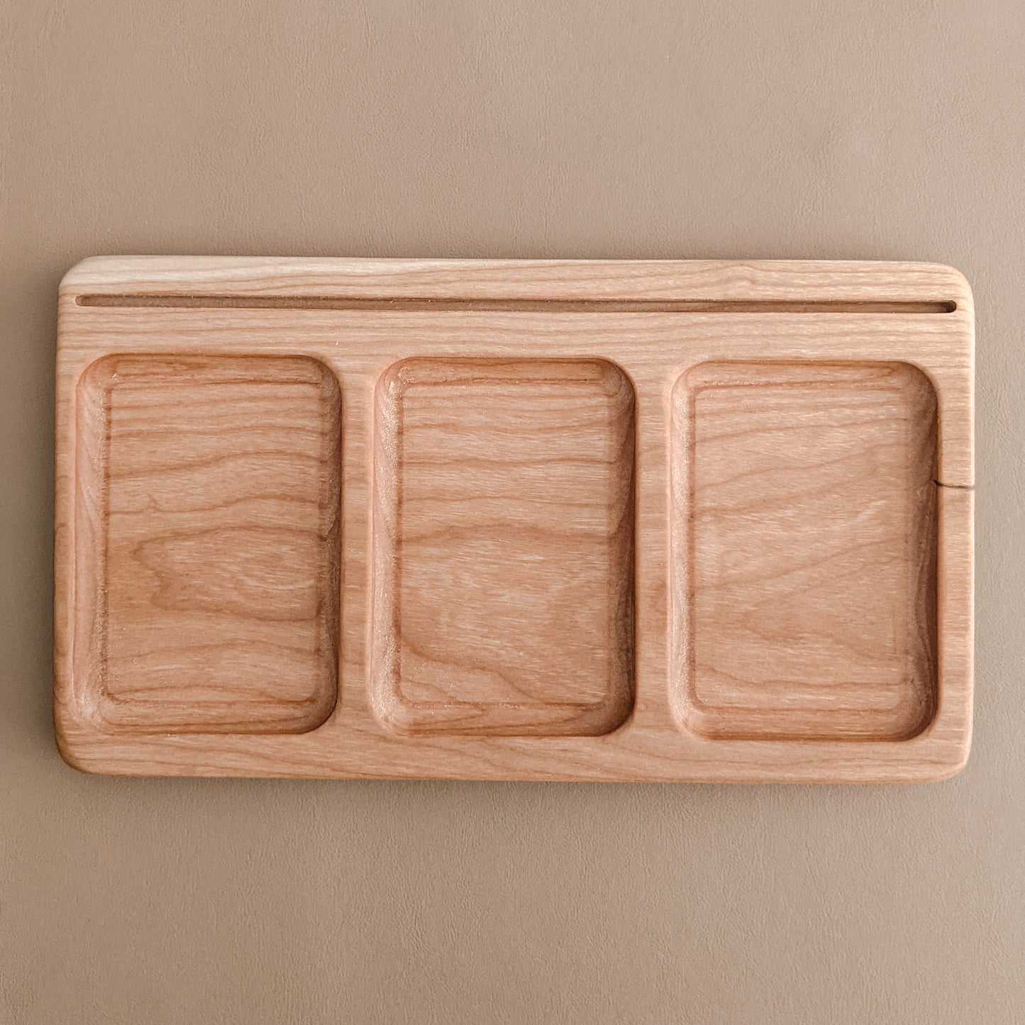 Three Section/Read, Create, Write Tray | Cherry Wood