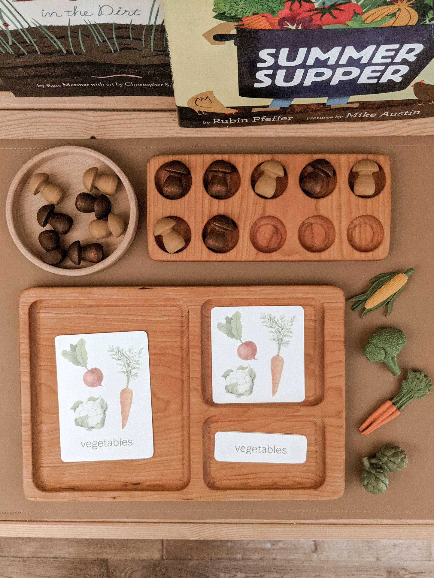 Three Part Card Tray | Cherry Wood