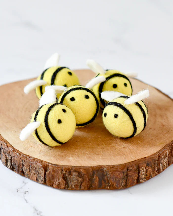 Felt Bees Loose Parts - 5 Bees