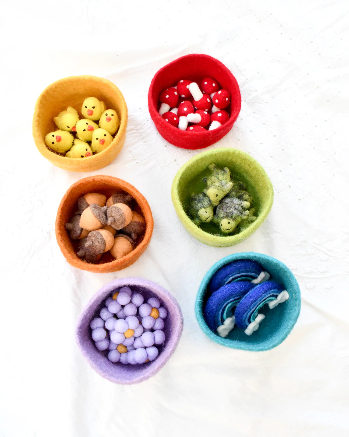 Tara Treasures Felt Colourful Bowls- Set of 6