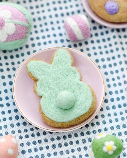 Felt Mint Green Easter Bunny Cookie