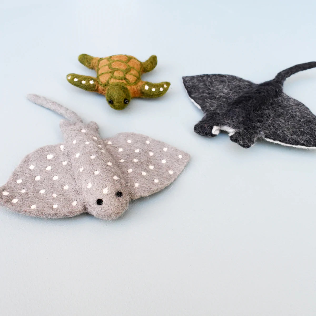 Felt Sea Reef Creatures Toys - Manta Ray, Eagle Ray and Green Sea Turtle