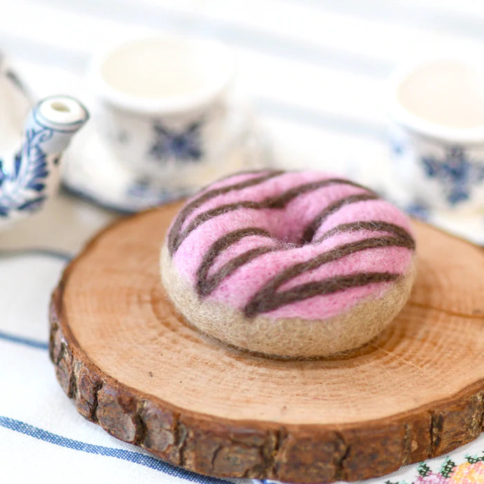 PRESALE | Felt Doughnut (Donut) with Pink Vanilla Frosting and Chocolate Drizzle