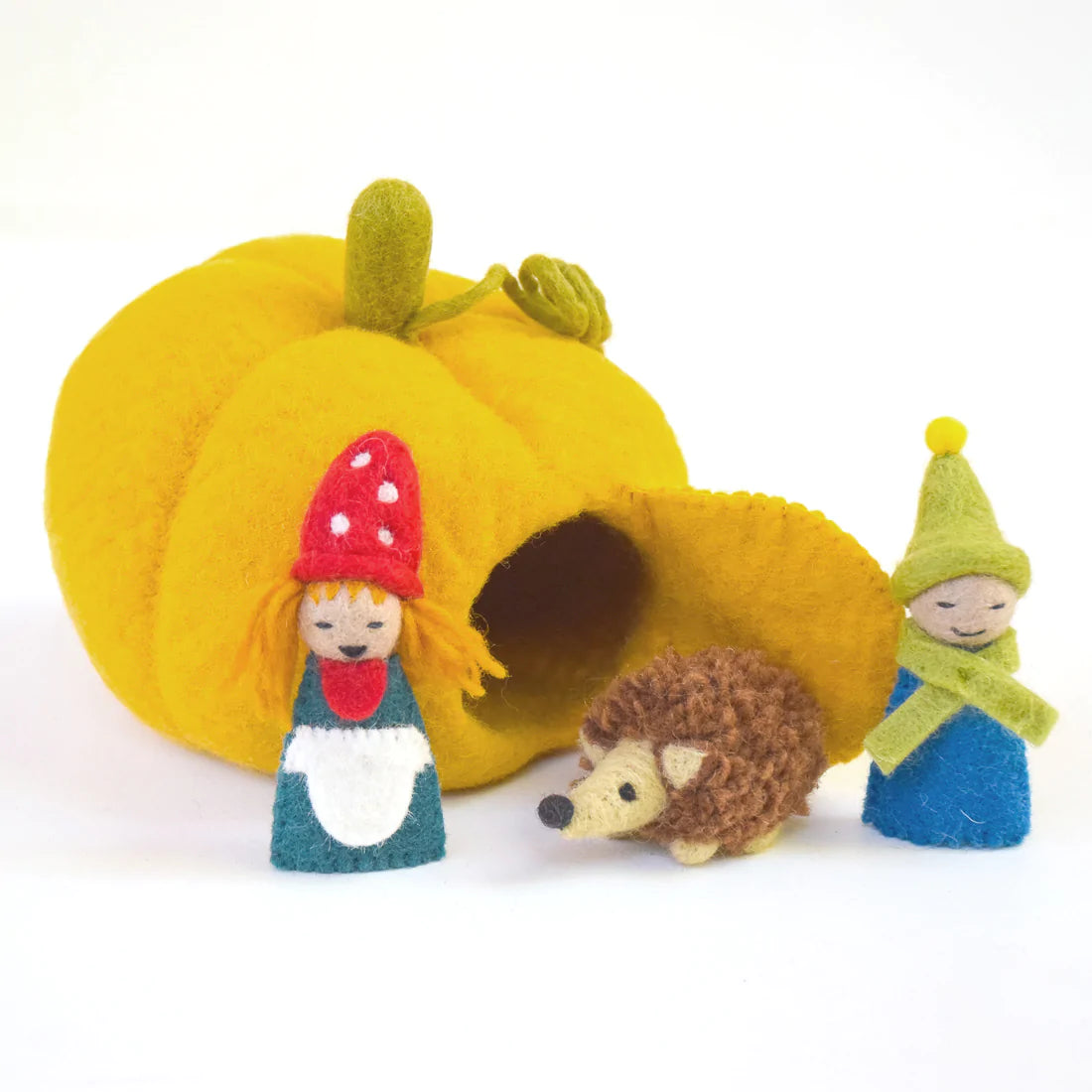 PRESALE | Felt Pumpkin House with Hedgehog Toy