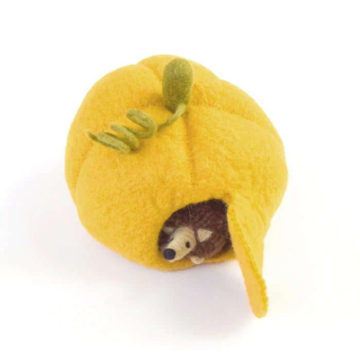 PRESALE | Felt Pumpkin House with Hedgehog Toy