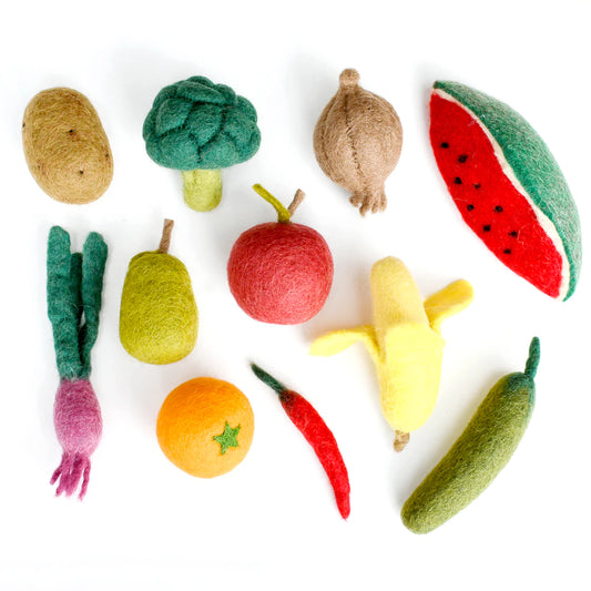 Felt Vegetables and Fruits Set B - 11 pieces